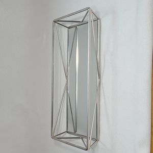 Chrome modern vanity mirror with raise flared sides